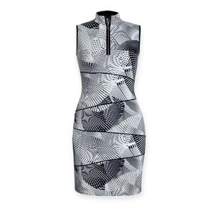 Tail Sleeveless Quarter-Zip Golf Dress in Agility Print Black White size XSmall